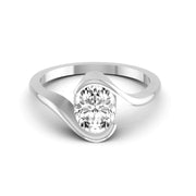 Oval Solitaire Curve Ring