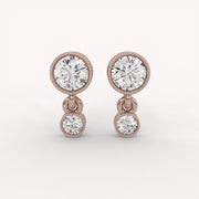 Bezel Drop Diamond Earrings