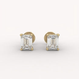 Emerald Prong 1Ct Solitaire Studs