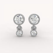 Bezel Drop Diamond Earrings